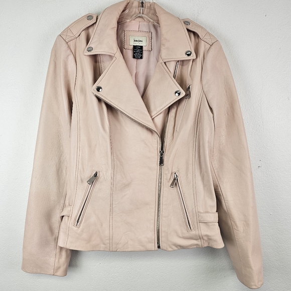 Neiman Marcus Leather Jacket  Moto Biker Asymmetrical Zip Pockets Sz L Biker - Picture 1 of 13